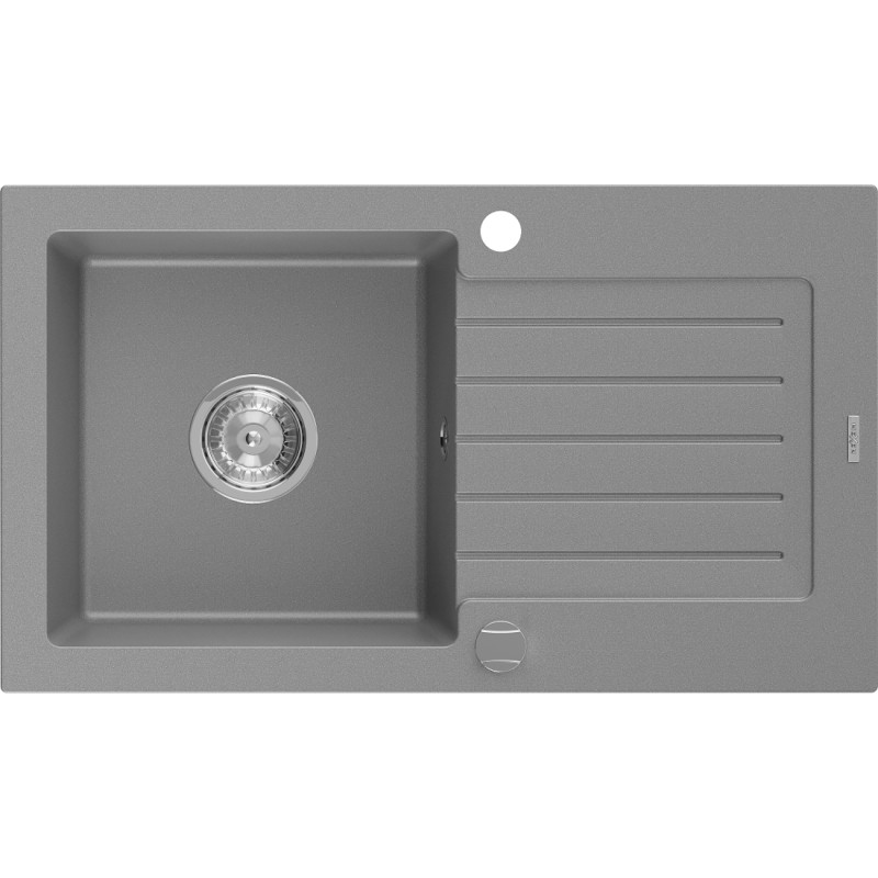 Mexen Pablo graniitsest ühe kausiga valamu kuivatusalusega 752 x 436 mm, hall, sifoon kroomist - 6510751010-71