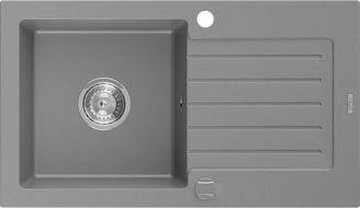 Mexen Pablo granitno pomivalno korito z 1 prostorom in odcejalnikom 752 x 436 mm, sivo, sifon krom - 6510751010-71