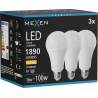 Mexen Nova 3x LED spuldze E27, A70, 18W, Silta - 3000K, 1890 lm - L100-E27-1830-01x03