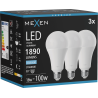 Mexen Nova 3x LED-lampa E27, A70, 18W, Kall - 6500K, 1890 lm - L100-E27-1865-01x03