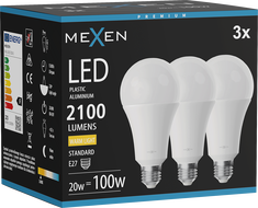 Mexen Nova 3x LED žarnica E27, A70, 20W, Topla - 3000K, 2100 lm - L100-E27-2030-01x03