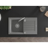 Mexen Pablo Granitspüle 1-Becken mit Abtropffläche 752 x 436 mm, grau, Siphon chrom - 6510751010-71