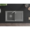 Mexen Pablo Granitspüle, 1-Kammer mit Abtropffläche 752 x 436 mm, grau, Siphon Chrom - 6510751010-71