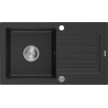 Mexen Pablo zlewozmywak granitowy 1-komorowy z ociekaczem 752 x 436 mm, czarny/srebrny metalik - 6510751010-73