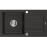 Mexen Pablo évier granitique 1 bac avec égouttoir 752 x 436 mm, noir/or métallisé, siphon chromé - 6510751010-75