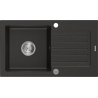 Mexen Pablo Granitverzéierter Kichenzink mat engem Becken a Stréipfläch 752 x 436 mm, schwaarz/golden Metalik, Chrom Siphon