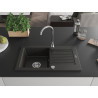 Mexen Pablo évier en granit 1 bac avec égouttoir 752 x 436 mm, noir/doré métallisé, siphon chromé - 6510751010-75