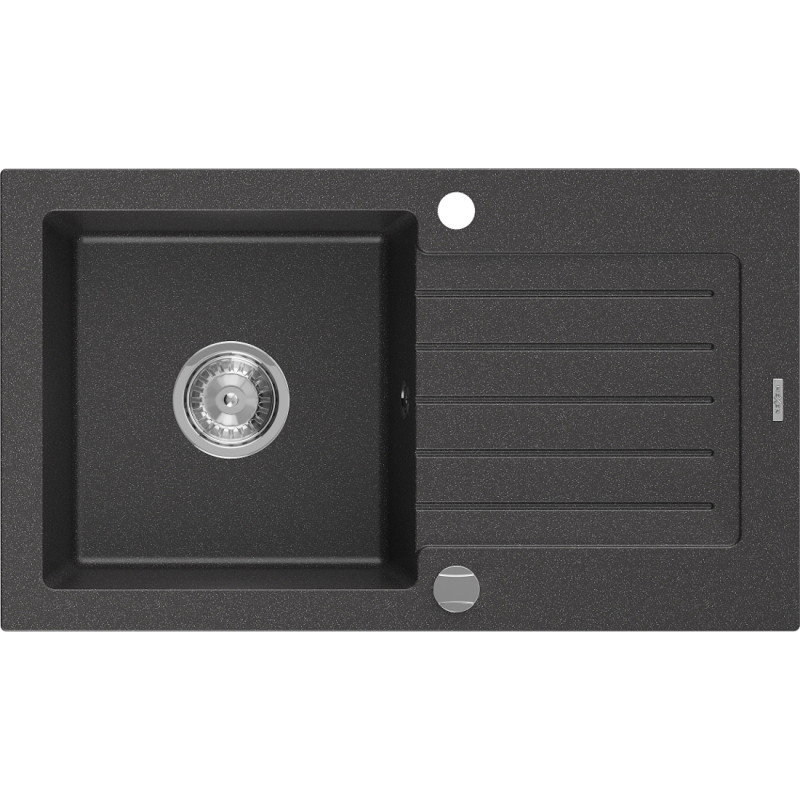 Mexen Pablo graniidist valamu, 1-kauss nõrutusalusega, 752 x 436 mm, must täpiline, kromatud sifoon - 6510751010-76