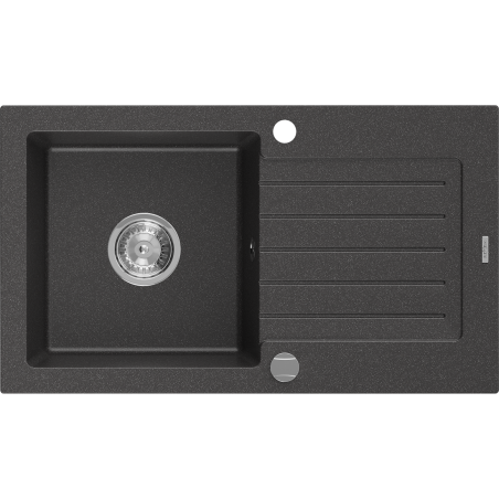 Mexen Pablo fregadero de granito de 1 seno con escurridor 752 x 436 mm, negro moteado, sifón cromado - 6510751010-76