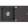 Mexen Pablo granieten gootsteen 1-kamer met afdruiprek 752 x 436 mm, zwart gespikkeld, chroom sifon - 6510751010-76