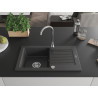 Mexen Pablo granitische gootsteen met 1 bak met afdruiprek 752 x 436 mm, zwart gespikkeld, chromen sifon - 6510751010-76