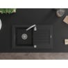 Mexen Pablo évier en granit 1 bac avec égouttoir 752 x 436 mm, noir, siphon chromé - 6510751010-77