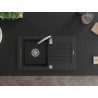Mexen Pablo granitische spoelbak 1-kommer met afdruiprek 752 x 436 mm, zwart, sifon chroom - 6510751010-77