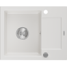 Mexen Enzo évier en granit 1 bac avec égouttoir 576 x 465 mm, blanc, siphon chromé - 6506571005-20