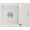 Mexen Enzo évier en granit à 1 bac avec égouttoir 576 x 465 mm, blanc, siphon chromé - 6506571005-20