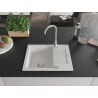 Mexen Enzo évier en granit à 1 bac avec égouttoir 576 x 465 mm, blanc, siphon chromé - 6506571005-20