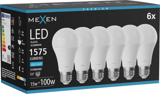 Mexen Nova 6x LED žarulja E27, A60, 15W, Hladna - 6500K, 1575 lm - L100-E27-1565-01x06