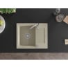 Mexen Enzo fregadero de cocina de granito de 1 cubeta con escurridor 576 x 465 mm, beige, sifón cromado - 6506571005-69