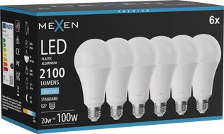 Mexen Nova 6x lampadina LED E27, A70, 20W, Fredda - 6500K, 2100 lm - L100-E27-2065-01x06