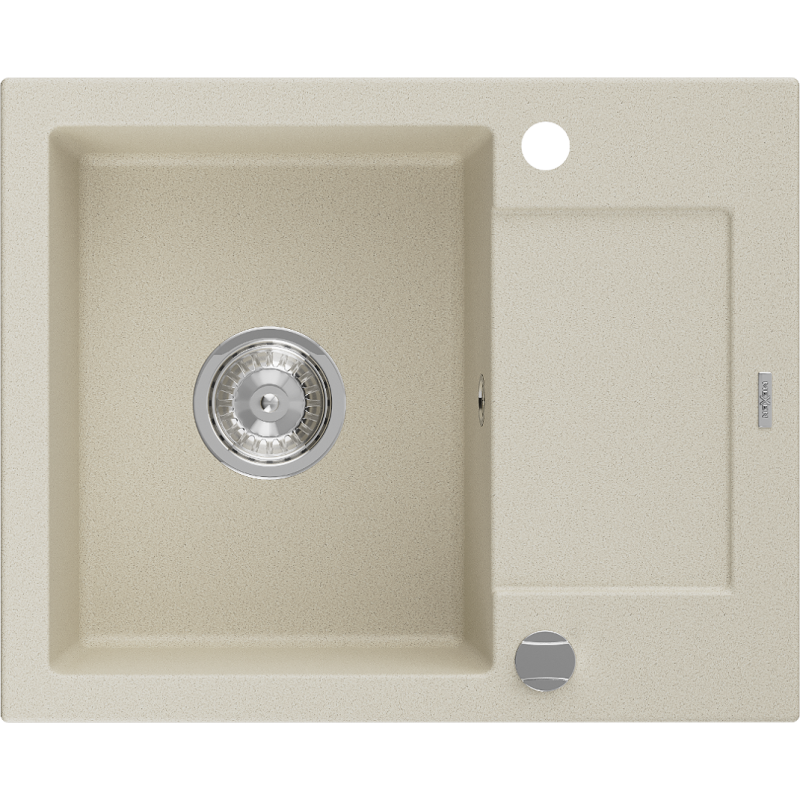 Mexen Enzo Granit-Spüle 1-beckig mit Abtropffläche 576 x 465 mm, beige, Siphon verchromt - 6506571005-69