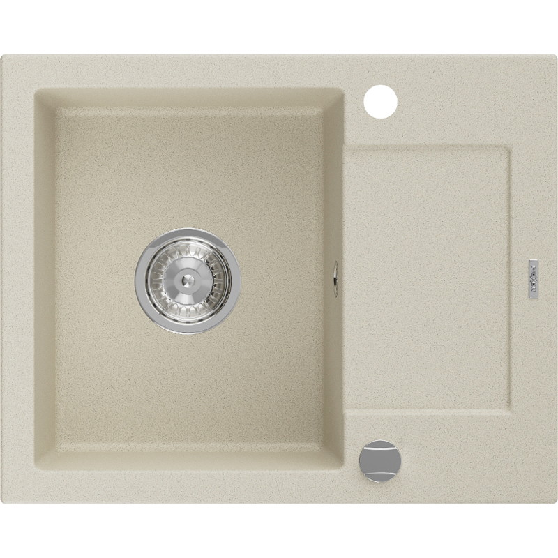 Mexen Enzo granitni sudoper s ocjednikom, 1-komorni, 576 x 465 mm, bež, kromirani sifon - 6506571005-69