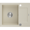 Mexen Enzo fregadero de cocina de granito de 1 cubeta con escurridor 576 x 465 mm, beige, sifón cromado - 6506571005-69