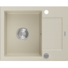 Mexen Enzo granieten gootsteen 1-kompartiment met afdruiprek 576 x 465 mm, beige, sifon chroom - 6506571005-69