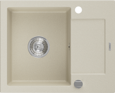 Mexen Enzo évier en granit 1 bac avec égouttoir 576 x 465 mm, beige, siphon chromé - 6506571005-69