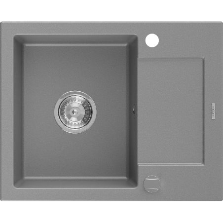 Mexen Enzo Granitspüle 1-Becken mit Abtropffläche 576 x 465 mm, grau, Siphon Chrom - 6506571005-71