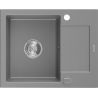 Mexen Enzo évier en granit à 1 bac avec égouttoir 576 x 465 mm, gris, siphon chromé - 6506571005-71