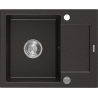 Mexen Enzo évier en granit 1 bac avec égouttoir 576 x 465 mm, noir/doré métallisé, siphon chromé - 6506571005-75