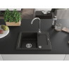 Mexen Enzo Granitspüle 1-Kammer mit Abtropffläche 576 x 465 mm, schwarz/gold metallic, Siphon Chrom - 6506571005-75