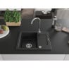 Mexen Enzo évier en granit 1 bac avec égouttoir 576 x 465 mm, noir, siphon chromé - 6506571005-77