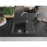 Mexen Enzo Granitspüle 1-Becken mit Abtropffläche 576 x 465 mm, schwarz gesprenkelt, Siphon Chrom - 6506571005-76