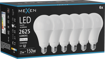 Mexen Nova 6x LED lambipirn E27, A95, 25W, Neutraalne - 4000K, 2625 lm - L100-E27-2540-01x06