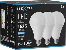 Mexen Nova 3x LED žarnica E27, A95, 25W, Hladna - 6500K, 2625 lm - L100-E27-2565-01x03