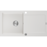 Mexen Leo évier en granit 1 bac avec égouttoir 900 x 500 mm, blanc, siphon chromé - 6501901010-20