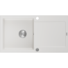 Mexen Leo granieten gootsteen 1-komerig met afdruiprek 900 x 500 mm, wit, sifon chroom - 6501901010-20