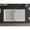 Mexen Leo évier en granit 1 bac avec égouttoir 900 x 500 mm, blanc, siphon chromé - 6501901010-20