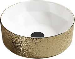 Mexen Clarisa lavabo sobre encimera 41 x 41 cm, blanco/dorado - 22074153