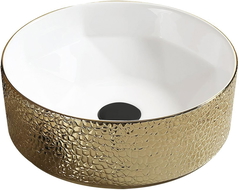 Mexen Clarisa pöytätason päällinen pesuallas 41 x 41 cm, valkoinen/kultainen - 22074153