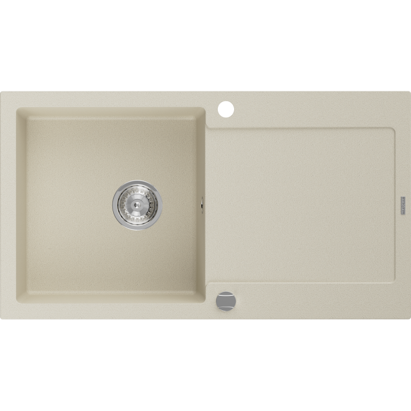 Mexen Leo lava-louça de granito 1-cuba com escorredor 900 x 500 mm, bege, sifão cromado - 6501901010-69