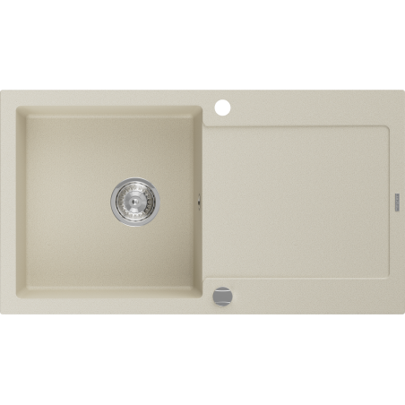 Mexen Leo granieten gootsteen 1-kompartement met afdruiprek 900 x 500 mm, beige, sifon chroom - 6501901010-69