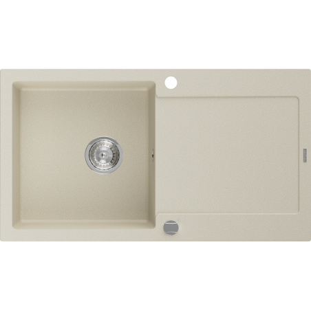 Mexen Leo Granitspüle 1-Becken mit Ablage 900 x 500 mm, beige, Siphon chrom - 6501901010-69