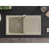 Mexen Leo évier en granit à 1 bac avec égouttoir 900 x 500 mm, beige, siphon chromé - 6501901010-69
