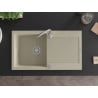 Mexen Leo Granitspüle 1-Becken mit Abtropffläche 900 x 500 mm, beige, Chrom-Siphon - 6501901010-69