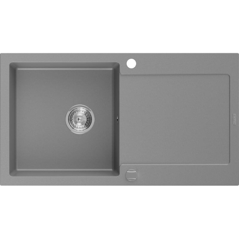 Mexen Leo granitni 1-komorni sudoper s ocjedaljkom 900 x 500 mm, sivi, kromirani sifon - 6501901010-71