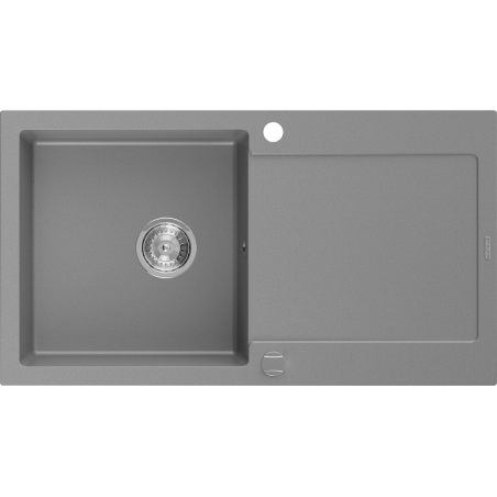 Mexen Leo Granitspüle 1-beckig mit Abtropffläche 900 x 500 mm, grau, Siphon Chrom - 6501901010-71