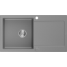 Mexen Leo 1-bowl granite sink with drainer 900 x 500 mm, grey, chrome siphon - 6501901010-71