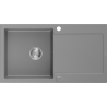 Mexen Leo lavello da cucina in granito con 1 vasca e sgocciolatoio 900 x 500 mm, grigio, sifone cromato - 6501901010-71